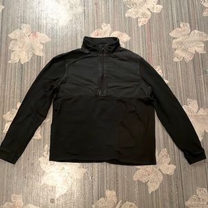 Folk black cotton/linen quarter zip L